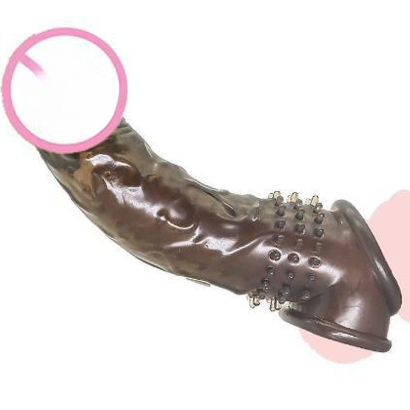 Men's Exotic Condom - Transparent Black and Clear TPE Pack of 1