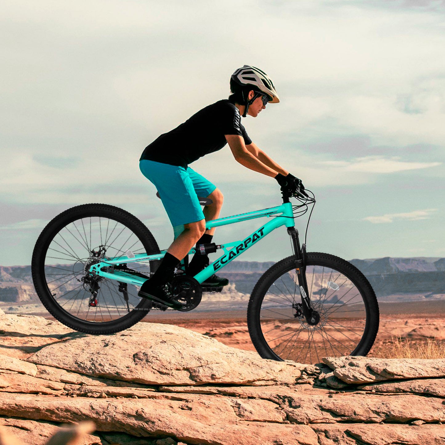 26 Inch Steel Frame Mountain Bike with Shock Absorber - Blue