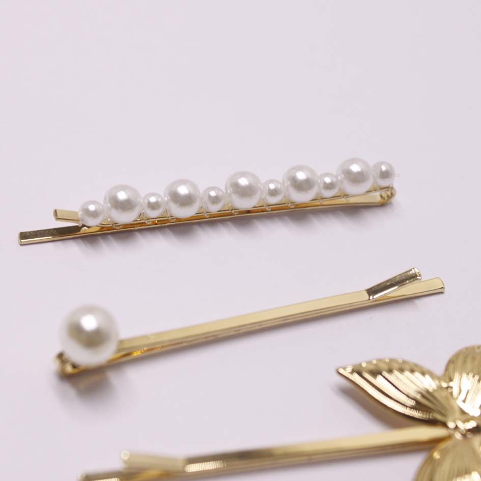 Vintage Butterfly Pearl Hair Barrettes - Set of 4