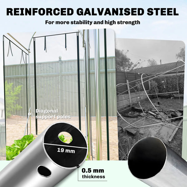Walk-In Greenhouse with Roll-Up Zipper Doors - 116.1" x 39.4"