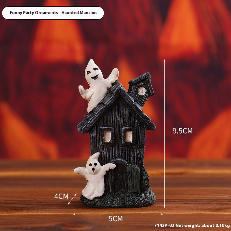 Halloween Pumpkin Haunted House Decorations Resin Props Set - Multiple Variants