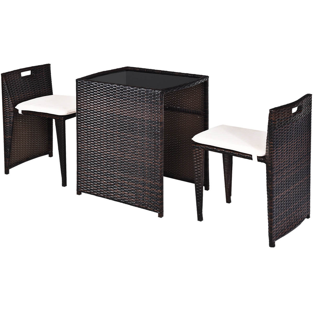 Cushioned Wicker Patio Bistro Set - No Assembly Needed