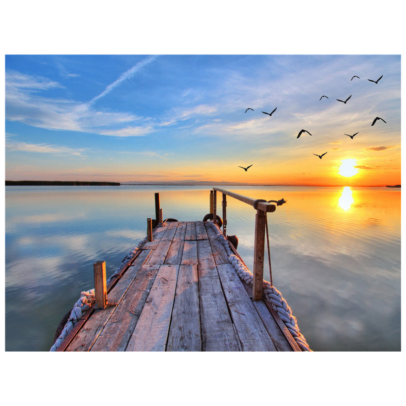 Full Square Diamond Painting Sunset Lake Scenic Cross Stitch Kit - DIY Art Craft