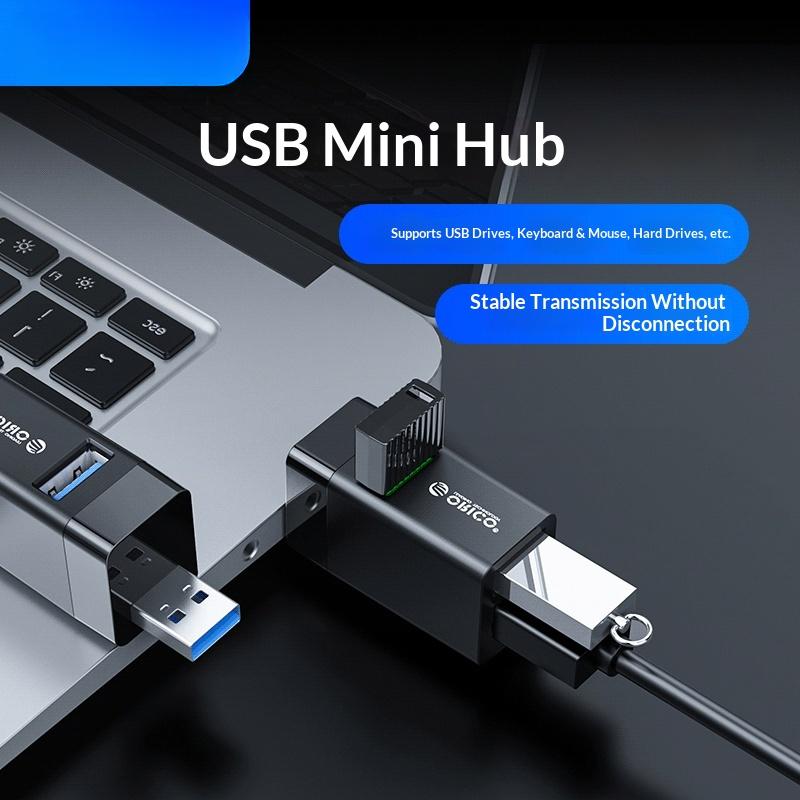 USB Expander for Laptop - Compact 3-Port USB 3.0 Hub, Black