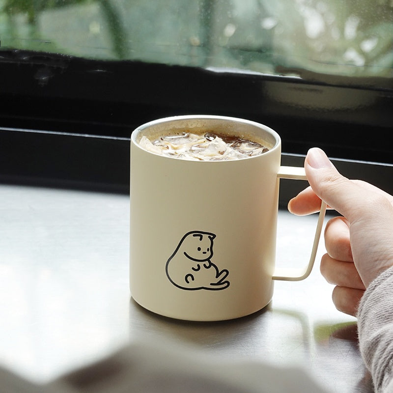 Insulated Mug with Lid - Cute Girl's Coffee Cup, Cold Water Travel Tumbler