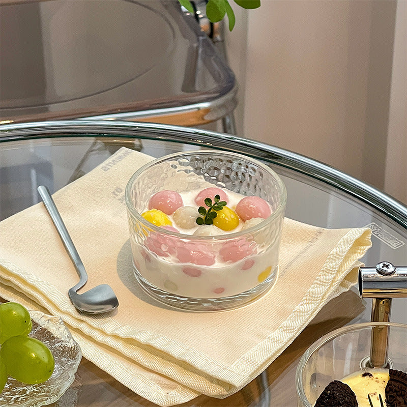 Hammer Pattern Glass Bowl for Kitchen & Dining - Heat-Resistant Nordic Style