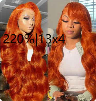 Long Curly Human Hair Wigs for Women - Fluffy Big Wave Style in Orange, 10-30 Inches