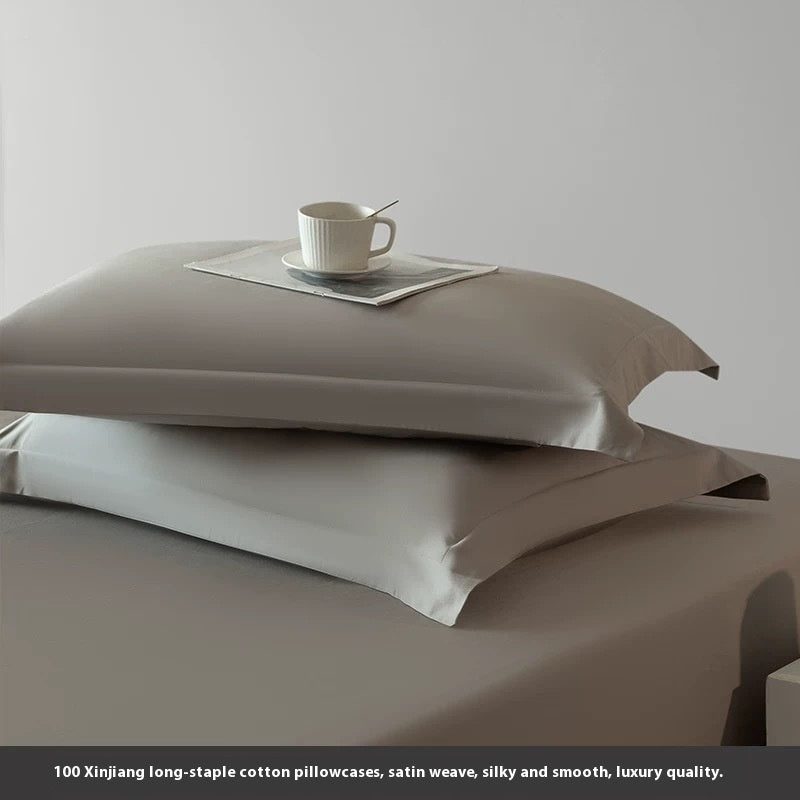 Solid Color Cotton Pillowcase Set - 48x74cm Long-Staple Home Bedding