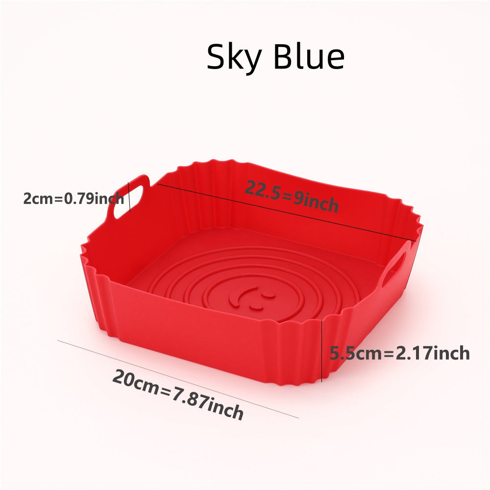 High Temp Silicone Air Fryer Tray - Square Kitchen Baking Mold, Multiple Colors
