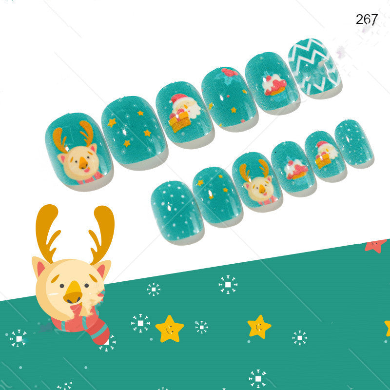 Christmas Kids Nail Stickers 24 Pieces Wearable Nail Art for Children