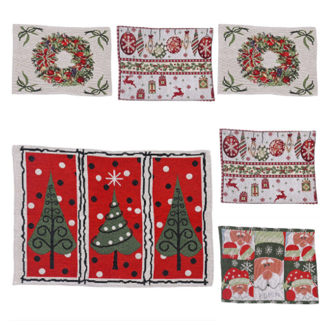 Christmas Knitted Cloth Placemats Set - Holiday Table Decor for Home