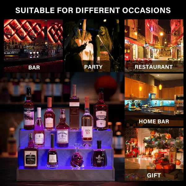 LED Lighted Liquor Bottle Display Shelf, 24 Inch Bar DIY Illuminated
