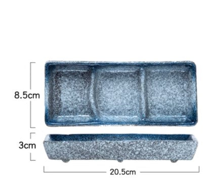 Japanese Style Pottery Seasoning Dish - Rectangular Sauce Dipping Plate 8 Inch