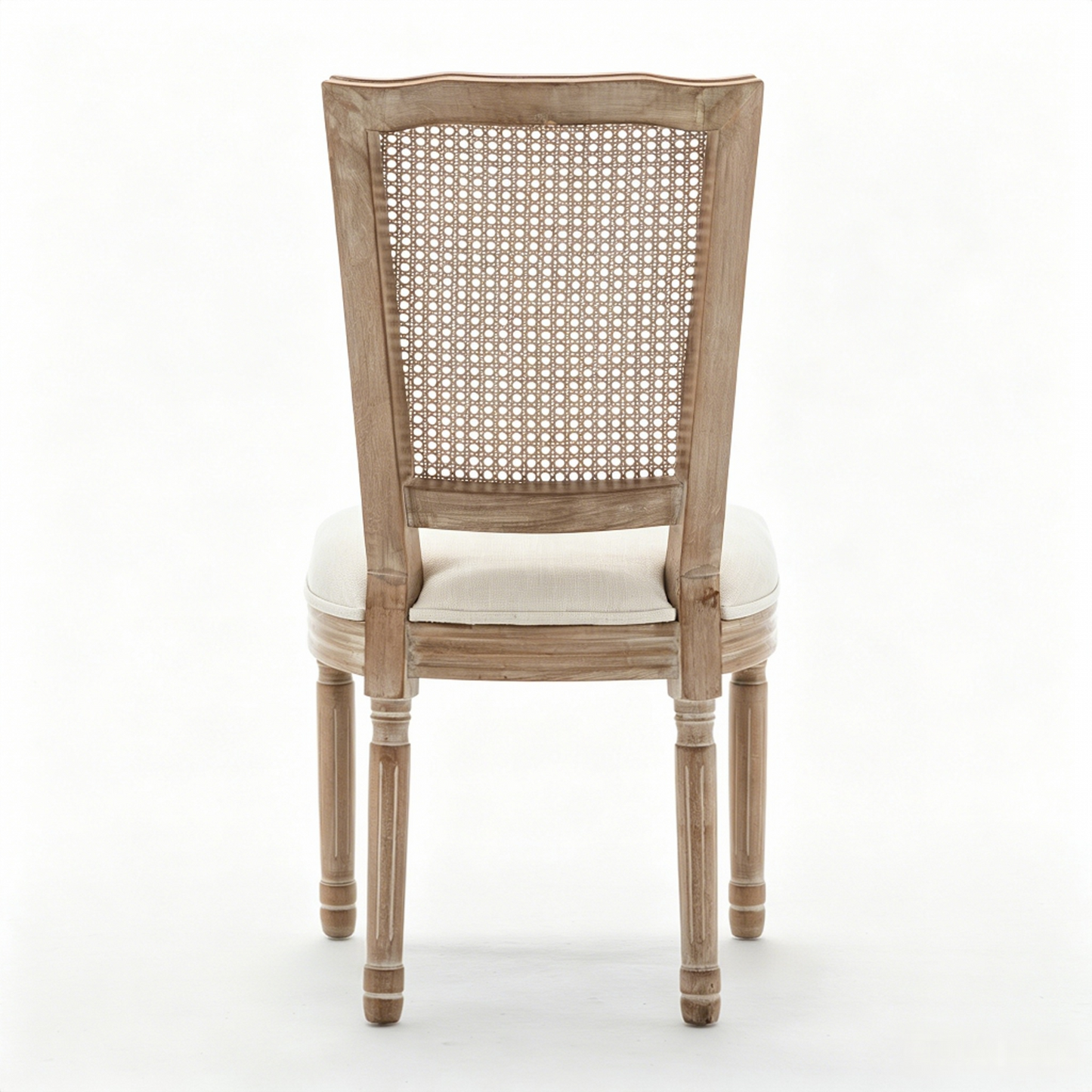 Farmhouse Dining Chairs Set of 2 - Solid Wood, Beige Linen Seat