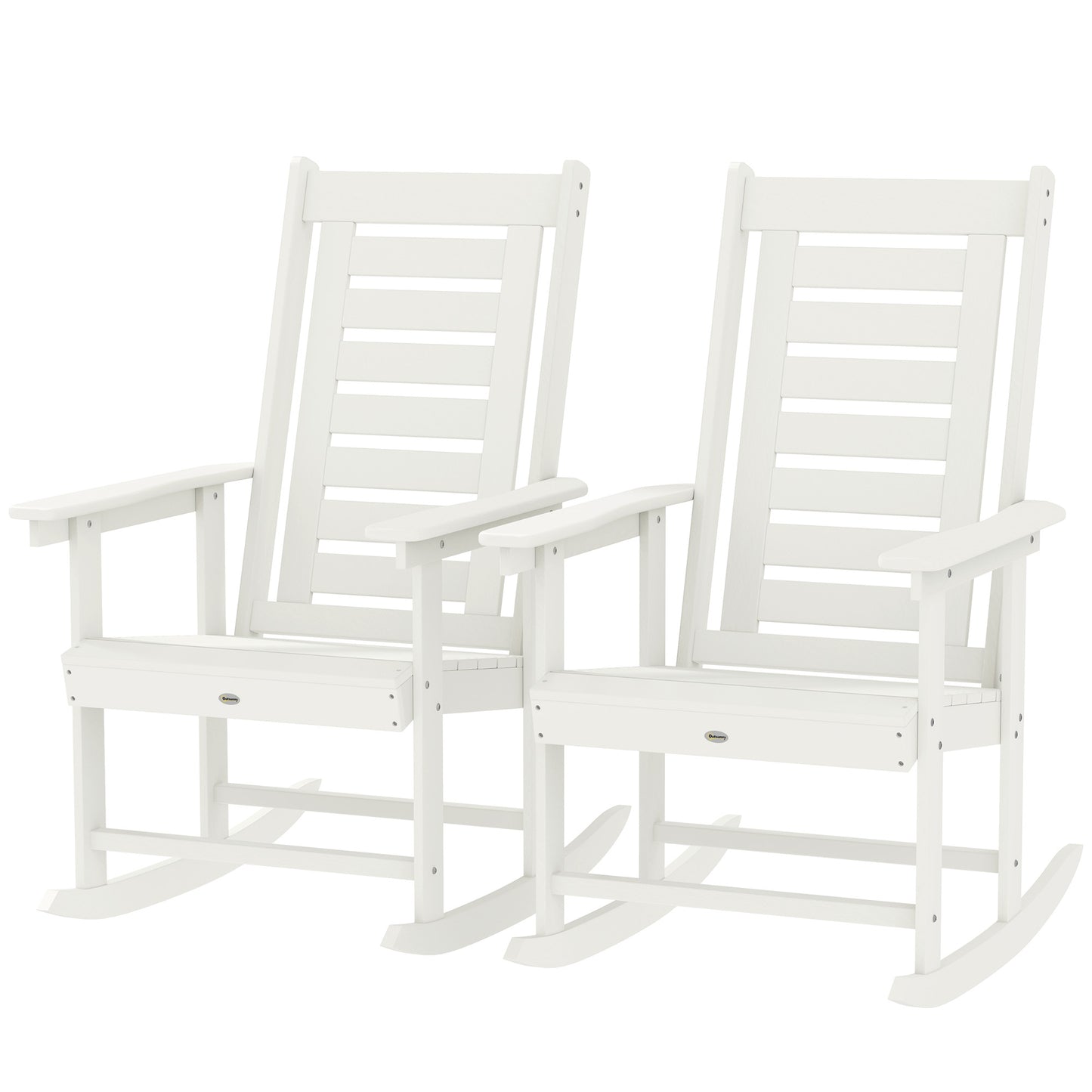 Set of 2 Outdoor Rocking Chairs - HDPE Patio Rockers, White