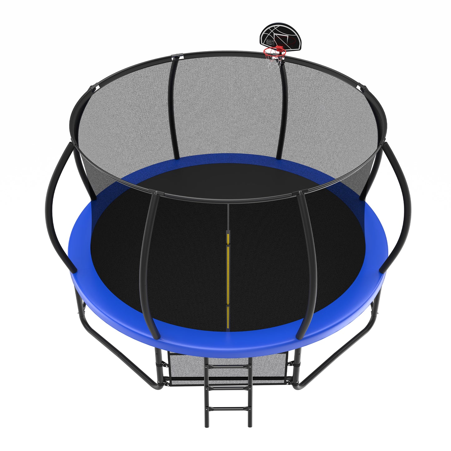 14FT Outdoor Trampoline with Enclosure, Ladder & Anti-Rust Coating - Blue