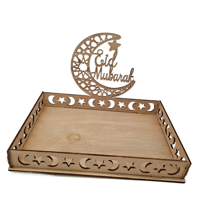Wooden Moon Ornaments Holiday Decor Dessert Tray for Dining Table