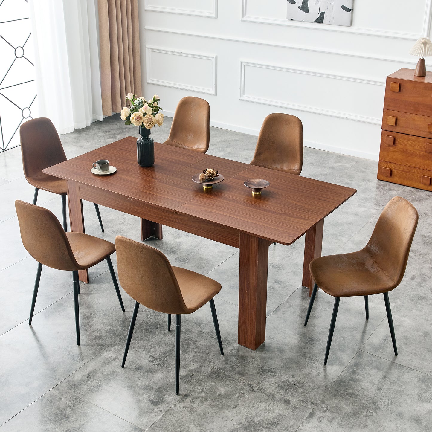 Extendable Rectangular Dining Table, Modern Expandable Kitchen Table