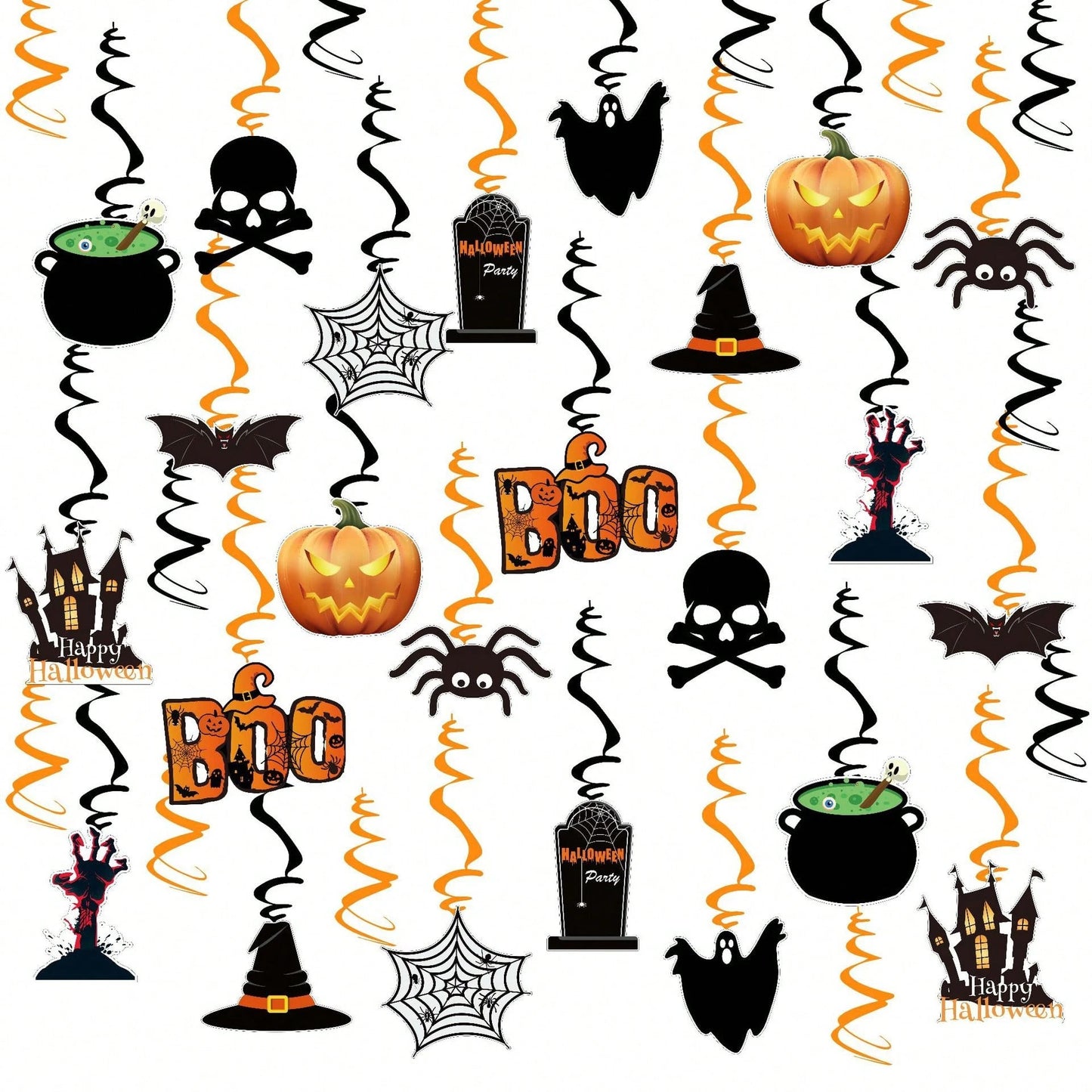 36 Pcs Halloween Hanging Swirl Decorations - Spooky Ceiling Decor