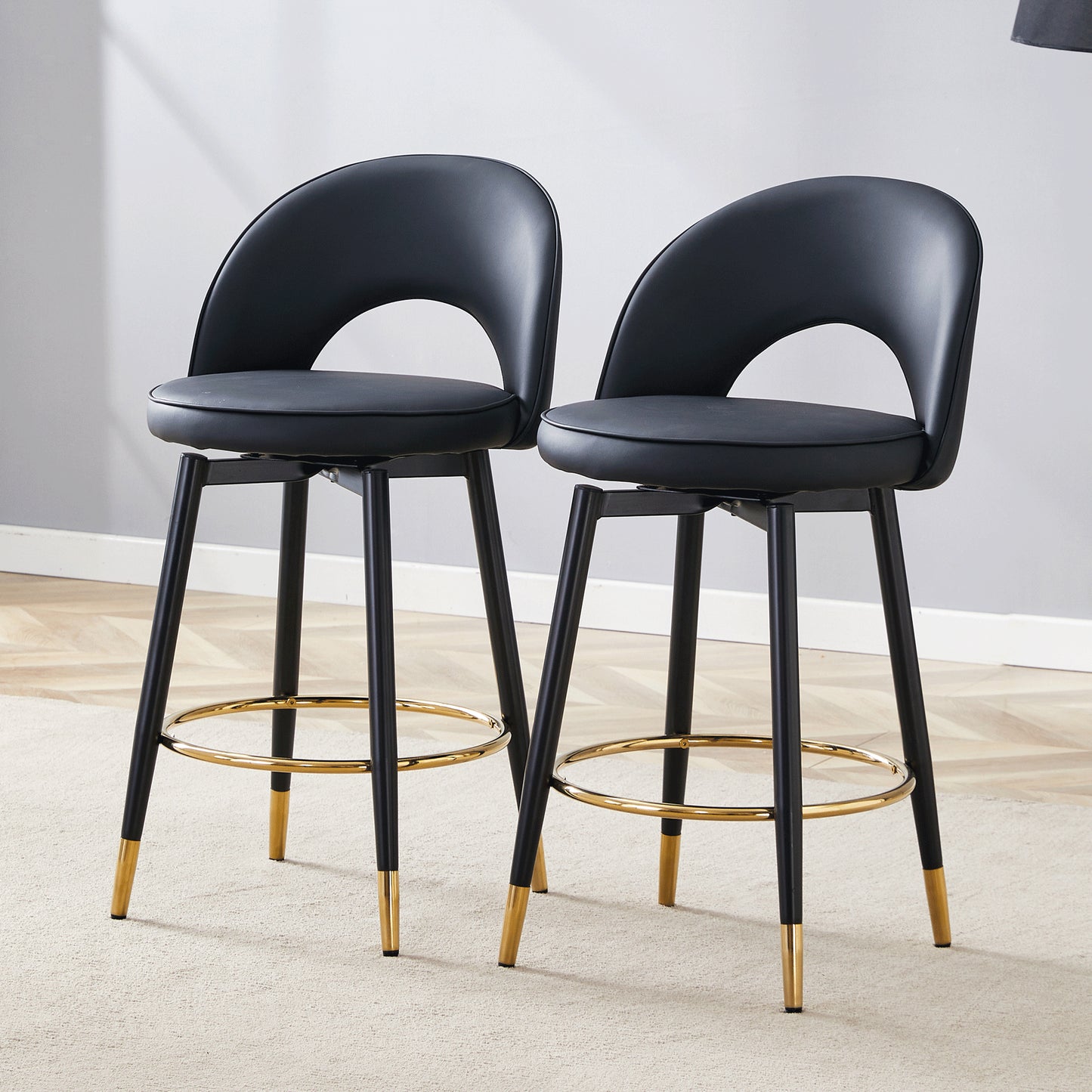 360 Rotatable Bar Chair.Modern PU Comfortable Upholstered Chair With
