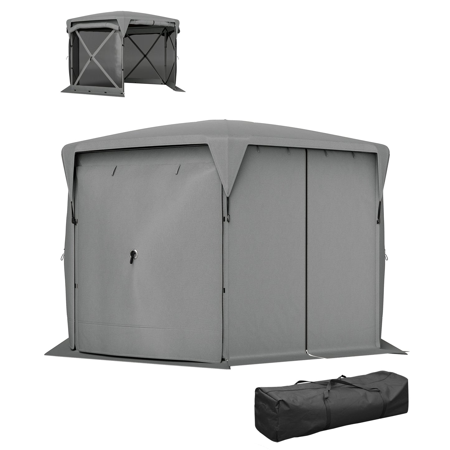 11x11ft Pop-Up Gazebo Screen Tent with Removable Roof - Dark Gray