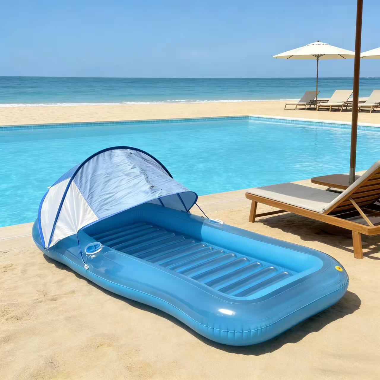 Inflatable Maple Leaf Swimming Ring Float Raft - 214x145cm