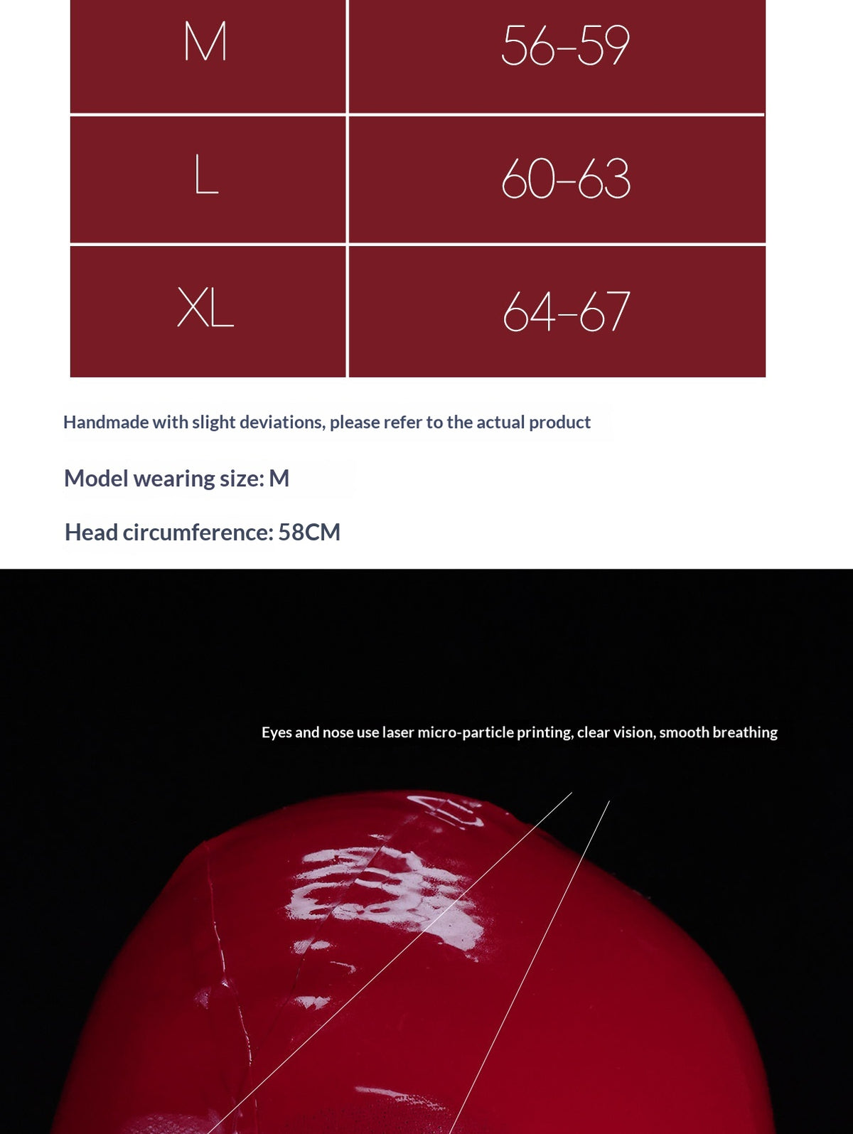 Latex Pore Hood Mask with Zipper - Red