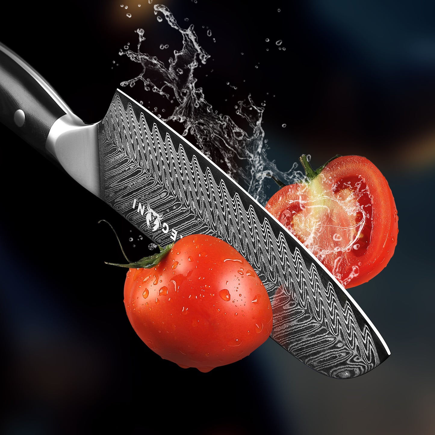 7-Inch Damascus Santoku Knife - AUS-10 Steel, Full Tang Design