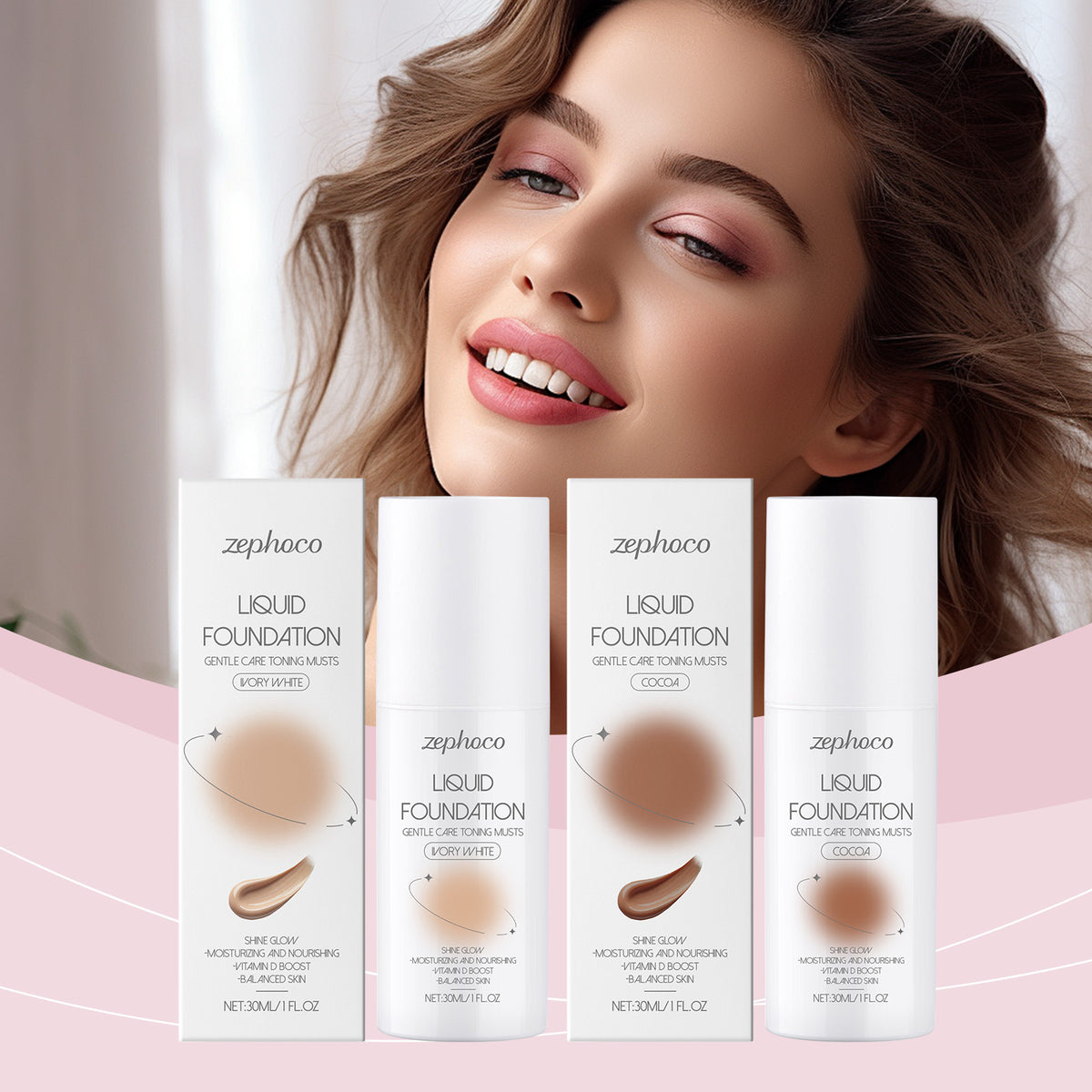 Moisturizing Liquid Foundation with Hyaluronic Acid - Light & Ivory Shades