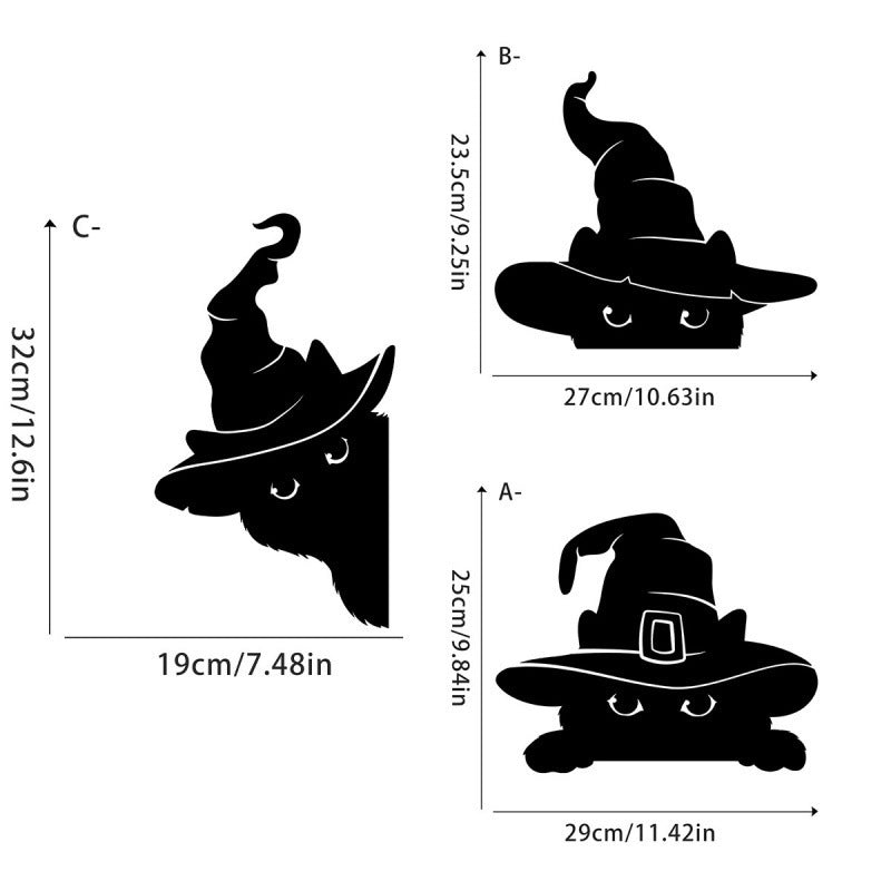 Halloween Cartoon Black Cat Wall Stickers - Self-Adhesive Decorative Decals