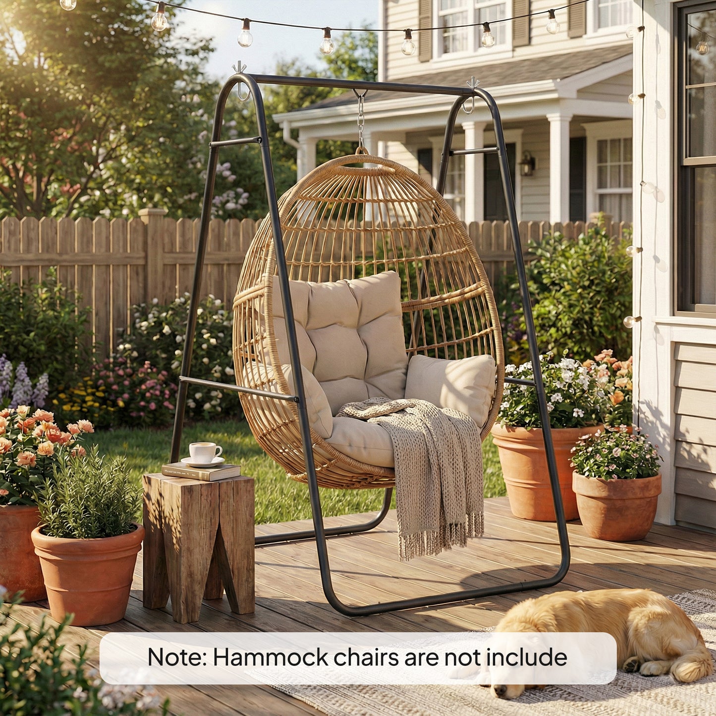 Heavy Duty Hammock Chair Stand - Solid Steel A-Frame, Max Load 330 lbs, Black