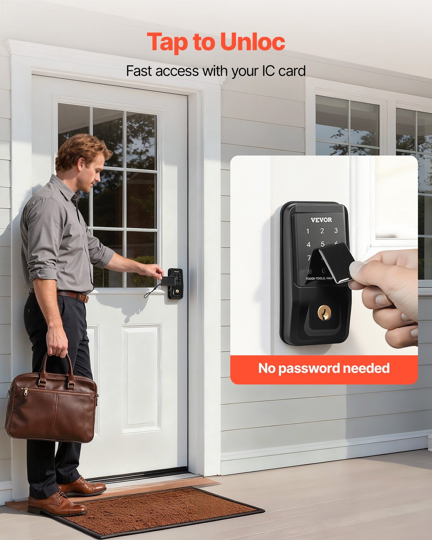 Keyless Entry Door Lock - Touchpad Electronic Deadbolt with Customizable Codes - Matte Black