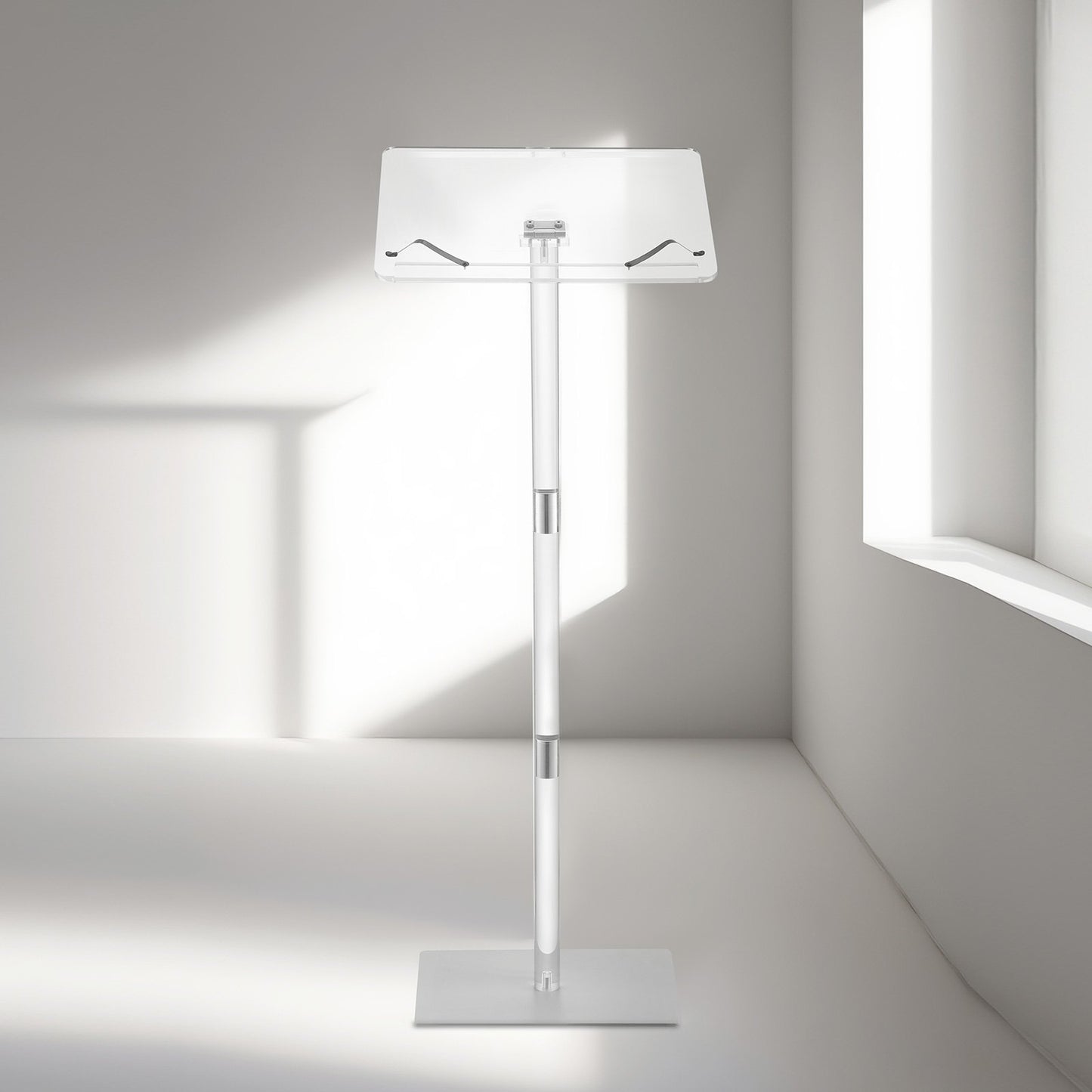 Acrylic Podium Stand with Adjustable Angles and Metal Base