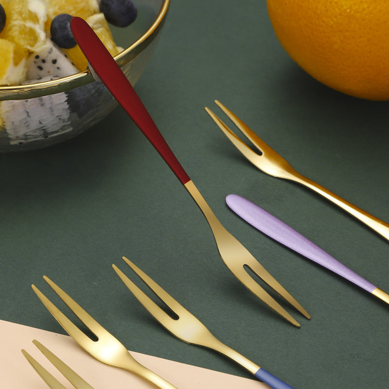 Stainless Steel Fruit Fork Set - Western Style Kitchen Dinnerware