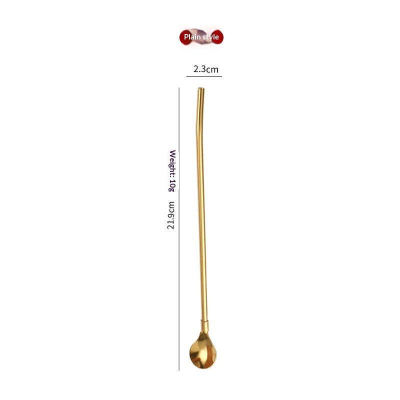 Stainless Steel Straw Spoon Set for Kitchen & Home Storage