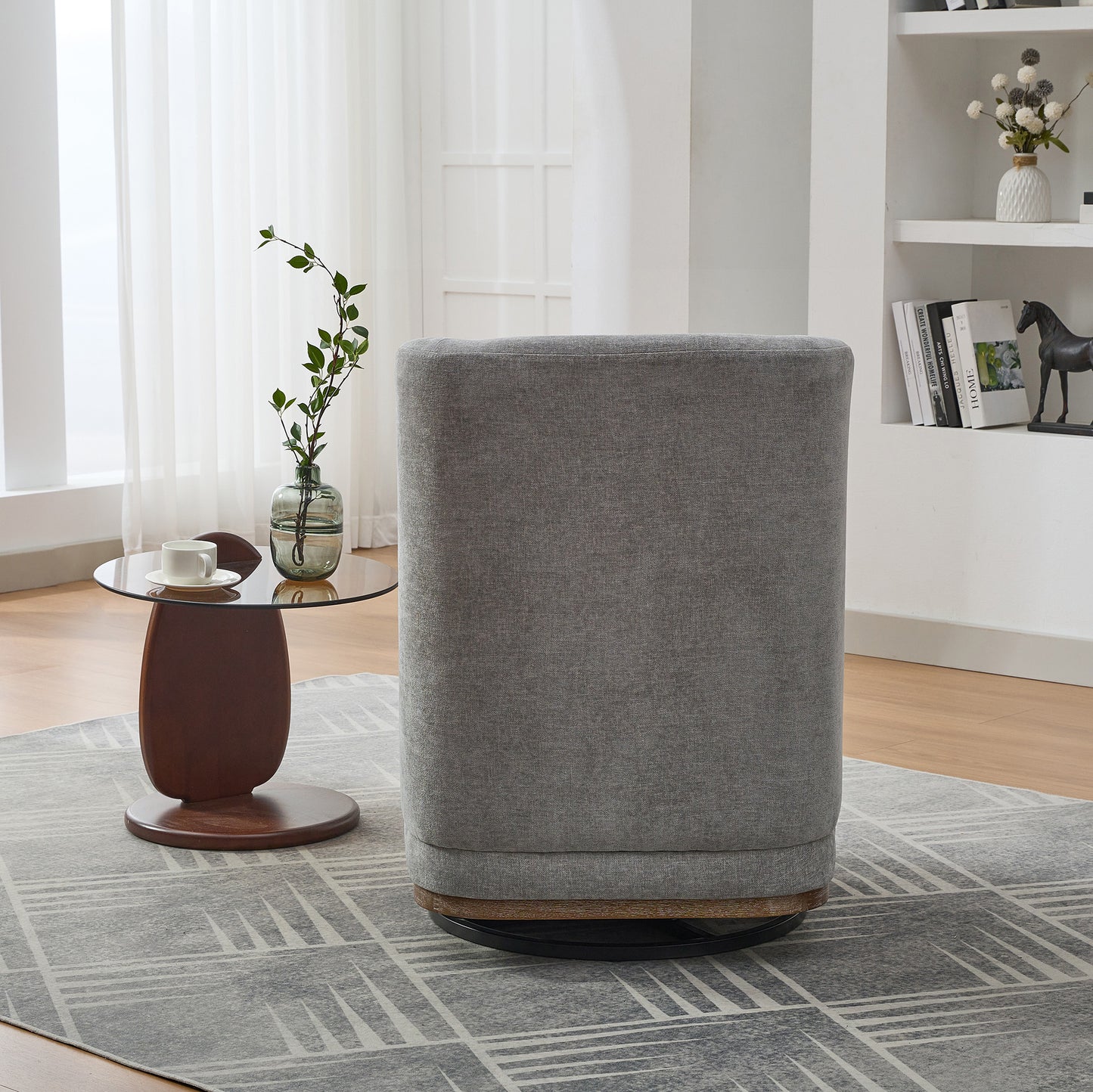 Modern Chenille Cushioned Armless 360° Swivel Chair - Grey