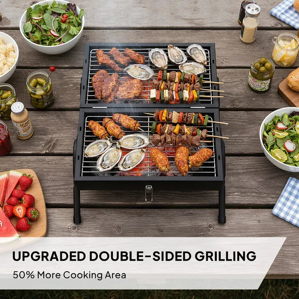 Portable Charcoal Grill – Double-Sided BBQ Grill for Outdoor Camping