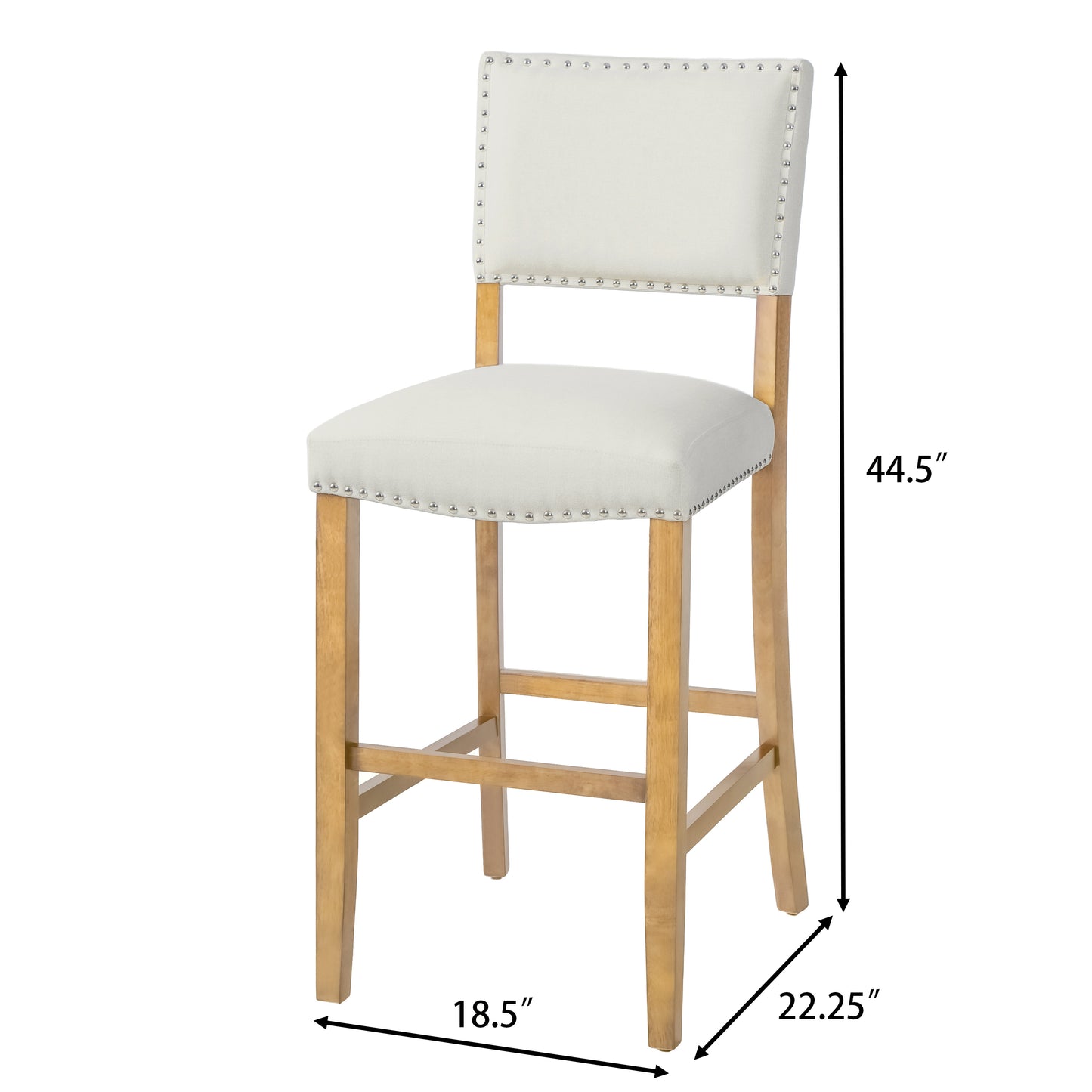Barstools With Rivet Decoration Set Of 2 , Wood Frame,fabric Sponge