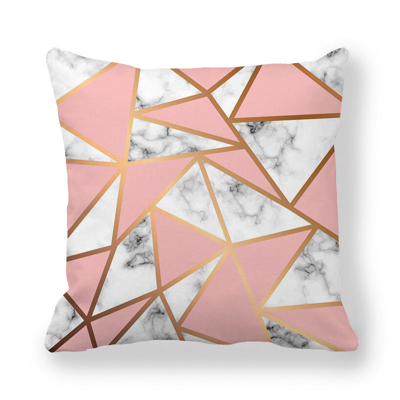 Geometric Pattern Pillow Cover Peach Skin Fabric Decorative Cushion Cover