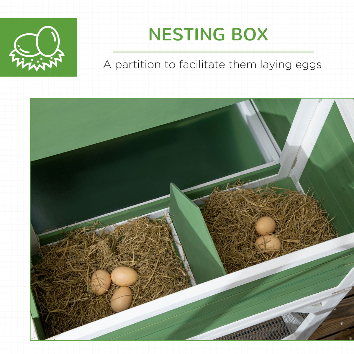 49-Inch Small Chicken Coop with Garden Space, Weatherproof Outdoor Hen House - Green