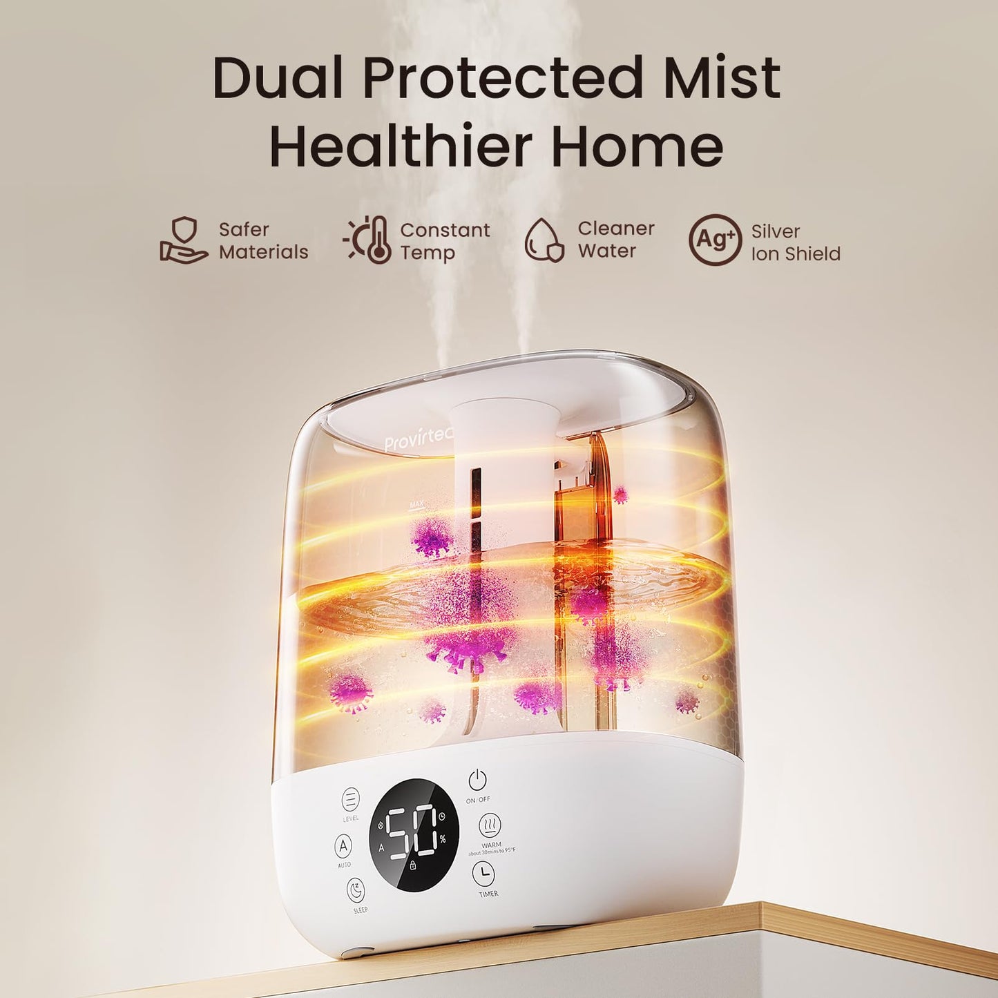 Large Room 6L Self-Cleaning Ultrasonic Humidifier with Warm & Cool Mist, No-Leak Design, Remote Control