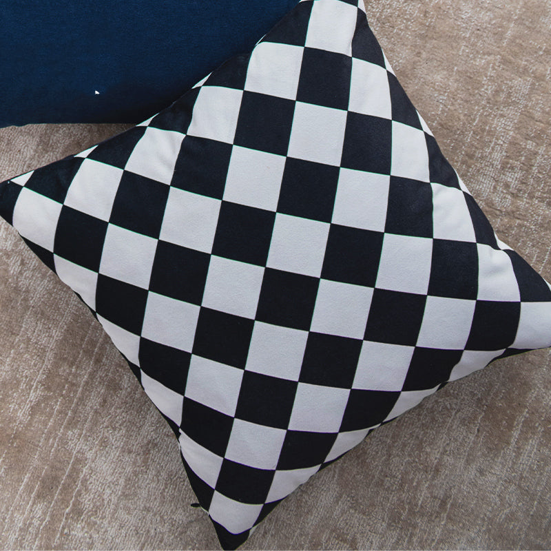 Modern Black and White Velvet Geometric Pillow Cover - Multiple Sizes & Styles