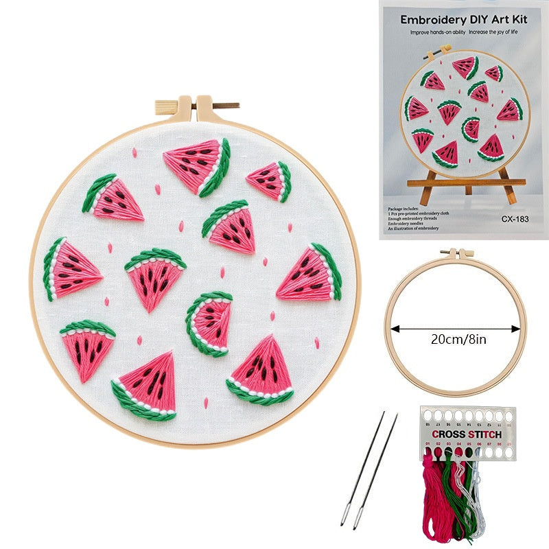 European Embroidery Material Pack with Embroidery Frame for Cross-Stitch Crafts