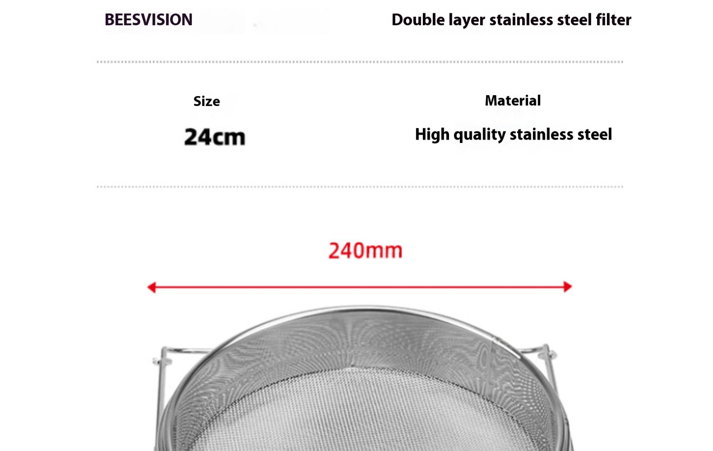 Double Layer Stainless Steel Honey Filter Screen for Home & Kitchen Use