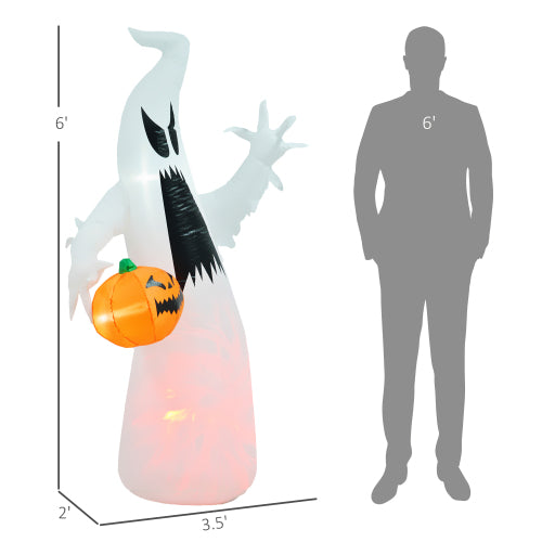 Halloween Inflatable Outdoor Ghost Decoration with Pumpkin - 5.9 Feet