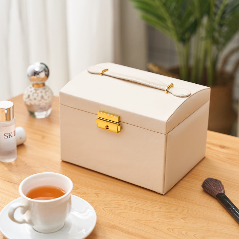 Three-Layer Jewelry Storage Box with Large Capacity - Travel & Home Organizer