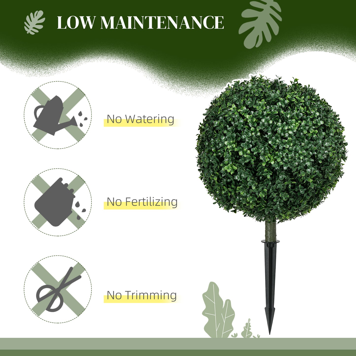 Artificial Boxwood Topiary Trees - Set of 2 UV Resistant