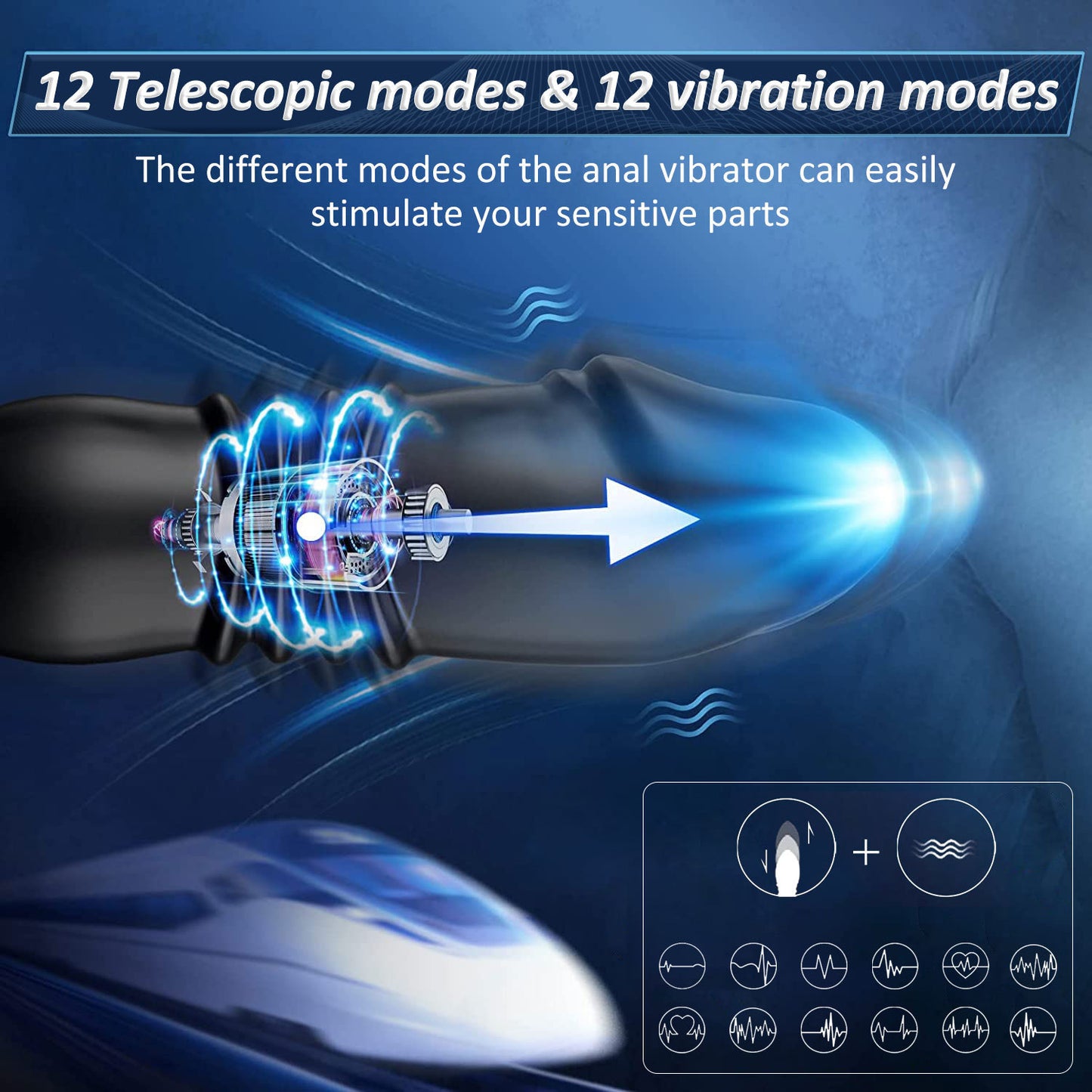 Remote Control Double Ring Telescopic Prostate Massager Black & USB