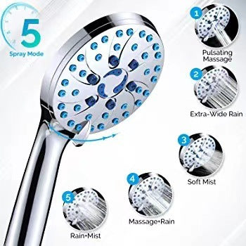 Multifunctional Shower Head with Pressurized Nozzle and Hose - Adjustable Spray Massage Rain