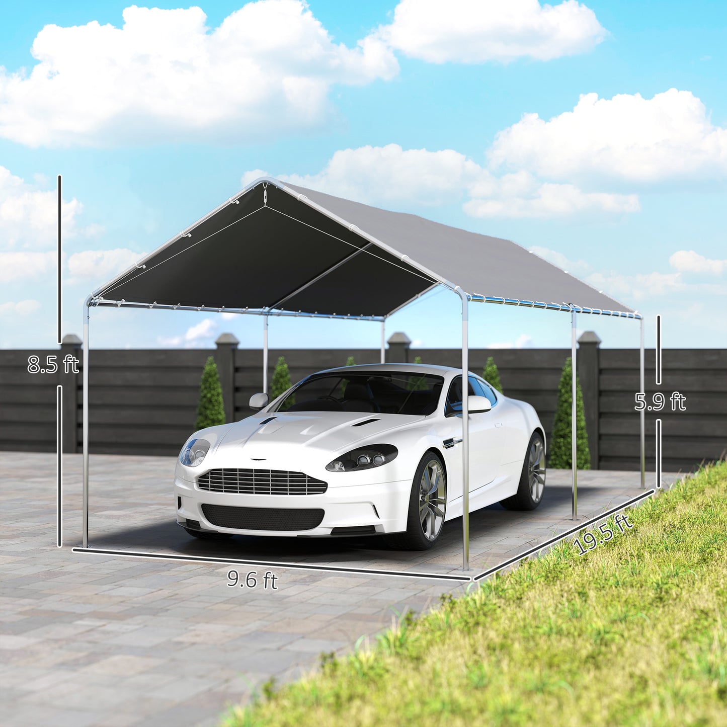 Heavy Duty Carport Canopy 9.6' x 19.5' with Anchor Kit and Cables
